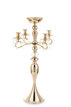 Złoty Blichtr, złoty świecznik z kryształkami, A, wys.68cm