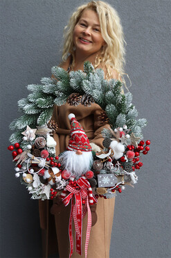 wianek świąteczny Święty Mikołaj, śr.48cm