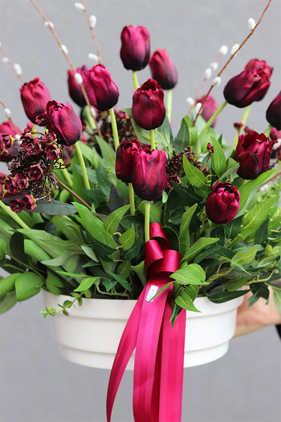 Tulipaneo Bordo, komplet dekoracji nagrobnych