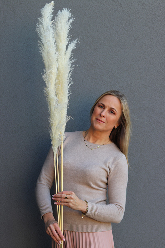 Pampasy Cream Long, bukiet suszonych traw