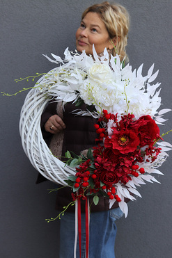 OD RĘKI Polskość, wianek patriotyczny na drzwi, rozp.50cm