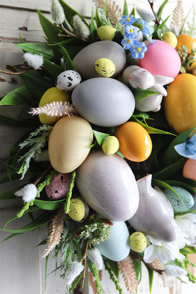 Moko Easter Pastelle B, wielkanocny wianek na drzwi, śr.24cm