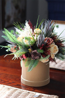 Bedura, brązowy flowerbox z sztucznym suszem, wys.41cm