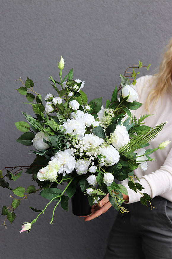 Białe Wspomnienia 2, bukiet nagrobny do flakonu