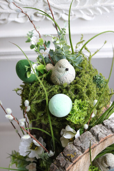 Leśny Zając Wiosną, wielkanocny stroik z zajączkiem, wym.30x