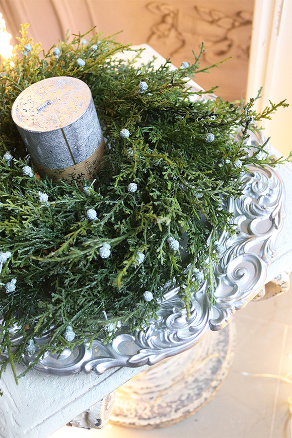 Green Dekory, stroik ze świecą na talerzu