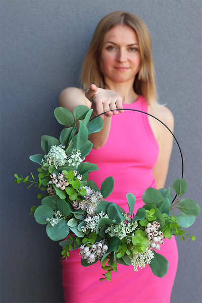 Jagodowe Pole Subtelle, zielony wianek na obręczy