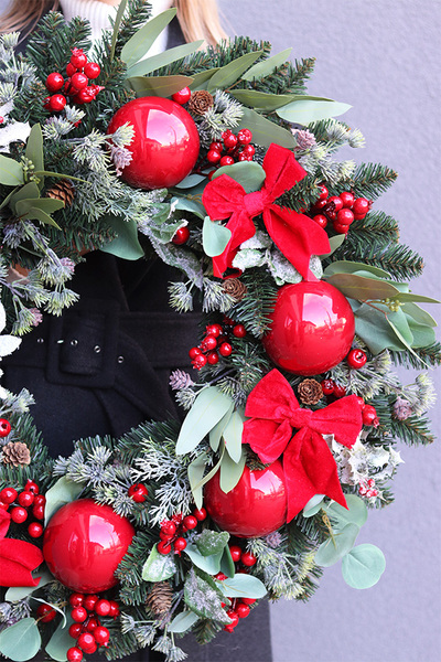 Apart XXL, klasyczny bożonarodzeniowy wieniec, śr.65cm