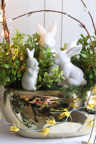 Easter Glam LED, stroik wielkanocny z zajączkami