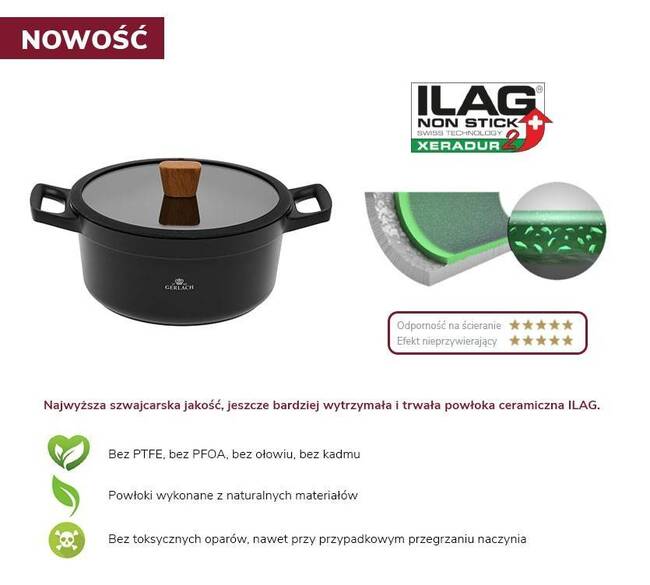 Natur, garnek z pokrywką, poj.4.5l, śr.24cm