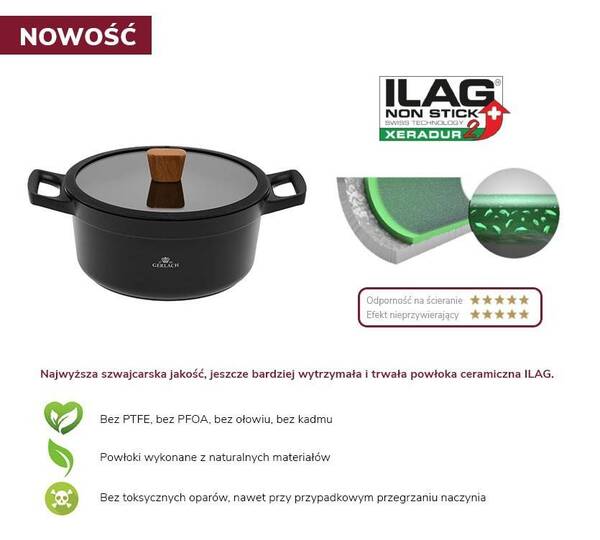 Natur, garnek z pokrywką, poj.4.5l, śr.24cm