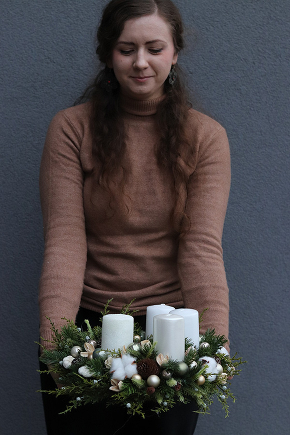 Krissa Nature 2, adwentowy wianek stroik z czterema świecami