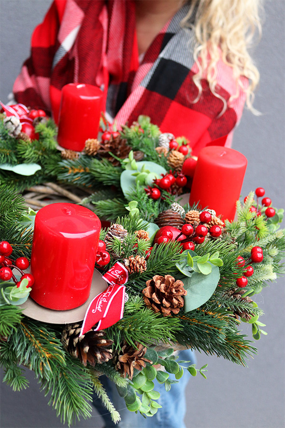 Boże Narodzenie, stroik adwentowy wieniec