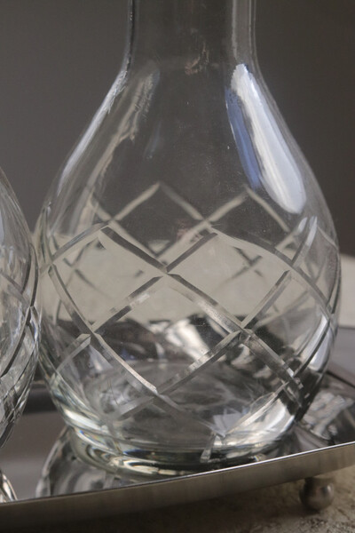 Glamour solniczka i pieprzniczka z tacką