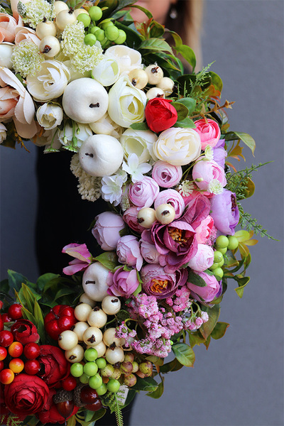 efektowny tęczowy wianek, Kolory Świata, śr.49cm