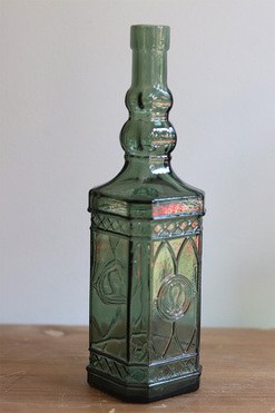 Recycle, wazon szklany butelka, ciemny zielony, wym.27x7x7cm