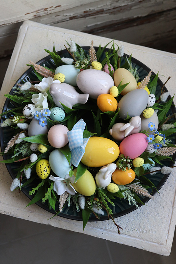 Moko Easter Pastelle B, wielkanocny wianek na drzwi, śr.24cm 