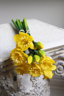 bukiet silikonowych wiosennych żonkili, 5szt, dł.44cm