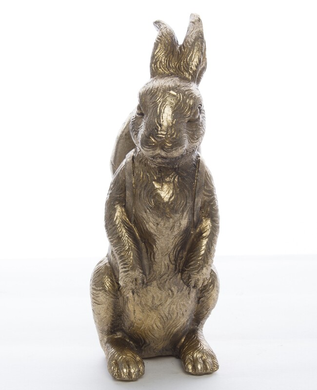 figurka złoty zajączek z jajkiem, Bunny, wym.16.5x6x9cm