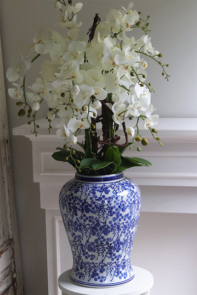 Amfora Blue Busan, sztuczny storczyk w amforze	