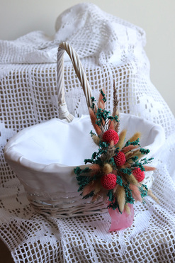 OD RĘKI Cecylia, komplet dekoracji wielkanocnych, koszyczek&palemka, wys.60/28cm