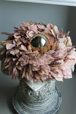 Beige Leaves, wielkanocny stroik z jajem, wym.19x43cm