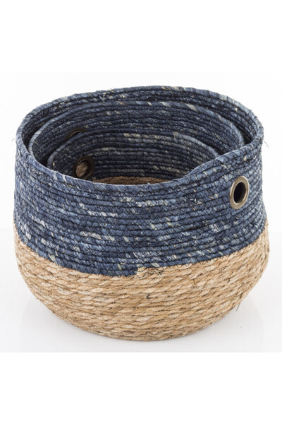 Blue Boho, kosz pleciony z liści kukurydzy