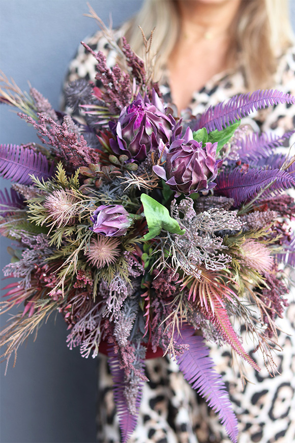 Wiśniowa Medina Big, welurowy flowerbox jesienny