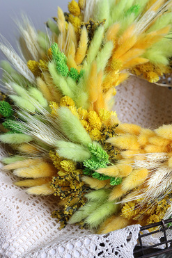 OD RĘKI Żółty Sen, dekoracyjny wianek z suszem, śr.35cm