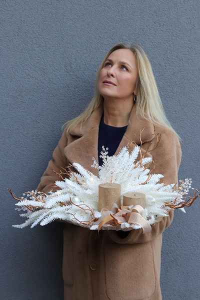 Zimowy Zagajnik, stroik świąteczny na talerzu