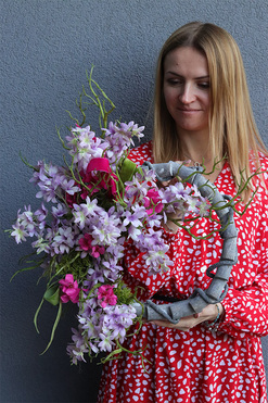 Hiacynty i Bugenwilla, wielkanocny wianek na drzwi, rozp.50cm