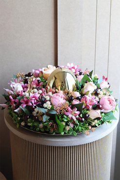 Bedra Easteria Gold, wielkanocny stroik na talerzu, śr.33cm