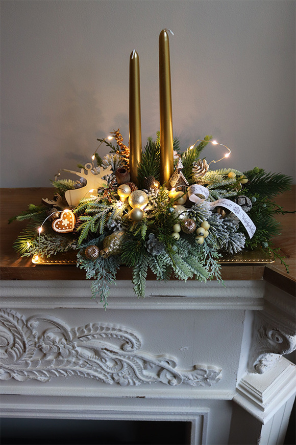 Goldire LED, stroik świąteczny na tacy