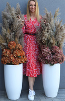 Boho Hortensje&Trawy, wysoka kompozycja z suszonymi trawami