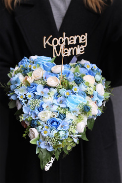 Blue Heart 2, serce nagrobne z dedykacją, wym.38x30cm