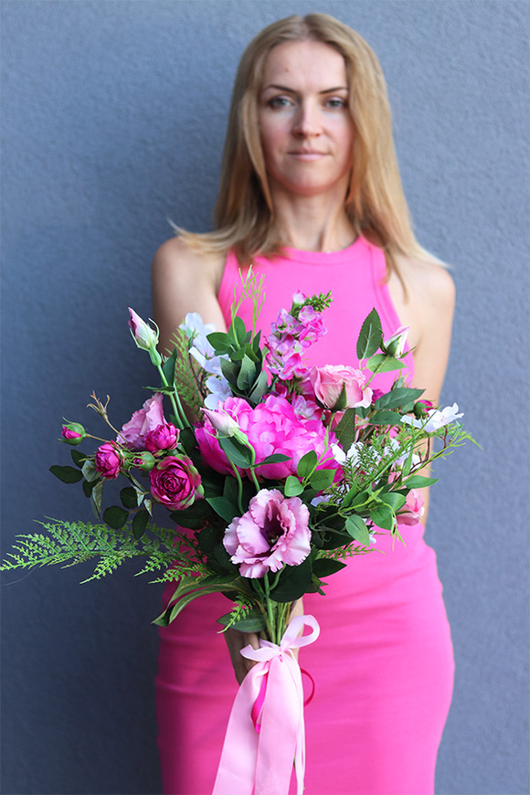 Pink Redutta, komplet dekoracji nagrobnych, wieniec + bukiet