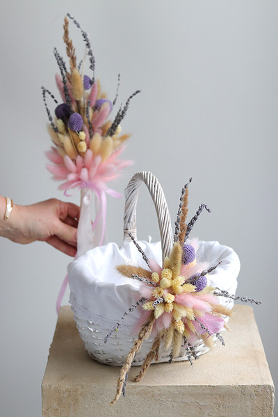 Słodko, komplet dekoracji wielkanocnych. koszyczek & palemka