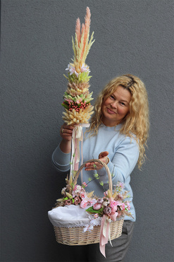 Gosia, komplet dekoracji wielkanocnych, koszyczek + palemka