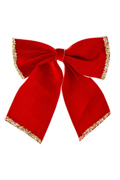 Rouen Red, welurowa kokarda zawieszka, kpl.12szt, wym.34x28cm