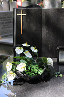 Anturium Volcan White, nowoczesna kompozycja nagrobna