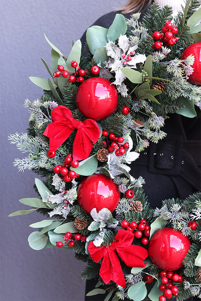 Apart XXL, klasyczny bożonarodzeniowy wieniec, śr.65cm