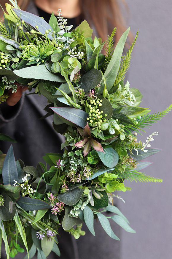 Boho Gretra, zielony wianek z eukaliptusem