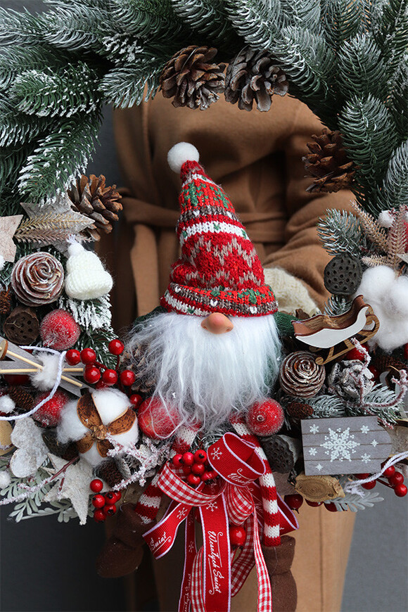 Świąteczny Kolor Big 2, bogaty wianek świąteczny LED