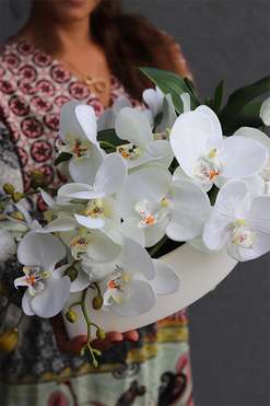 Dekoria Orchidelia 2, kompozycja z orchideą w podłużnym naczyniu, dł.48cm