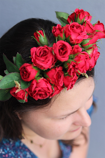 Frida Red, czerwony wianek na głowę, rozmiar uniwersalny  