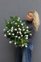 Różane Pink Volcan, komplet dekoracji nagrobnych