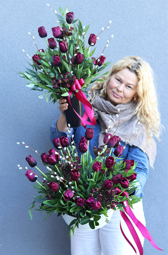 Tulipaneo Bordo, komplet dekoracji nagrobnych