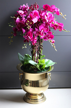 Fuksja Gold Cooler, sztuczny storczyk w złotym coolerze, wys.91cm 