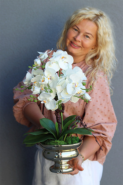 Ylena Gold, sztuczny storczyk w ceramicznym pucharze, wys.55cm   