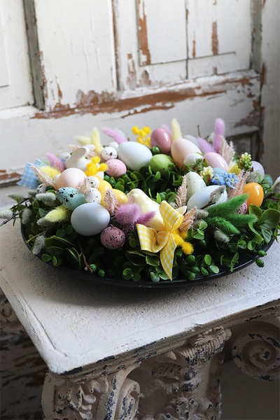 Moko Easter Pastelle A, wielkanocny stroik na talerzu, śr.31cm